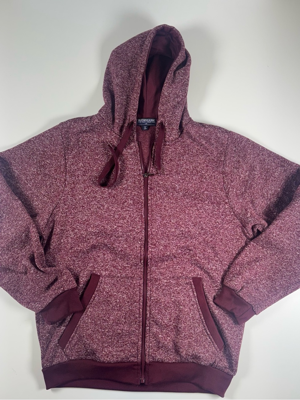No Boundaries Men's Marled Burgundy Full-Zip Hoodie
